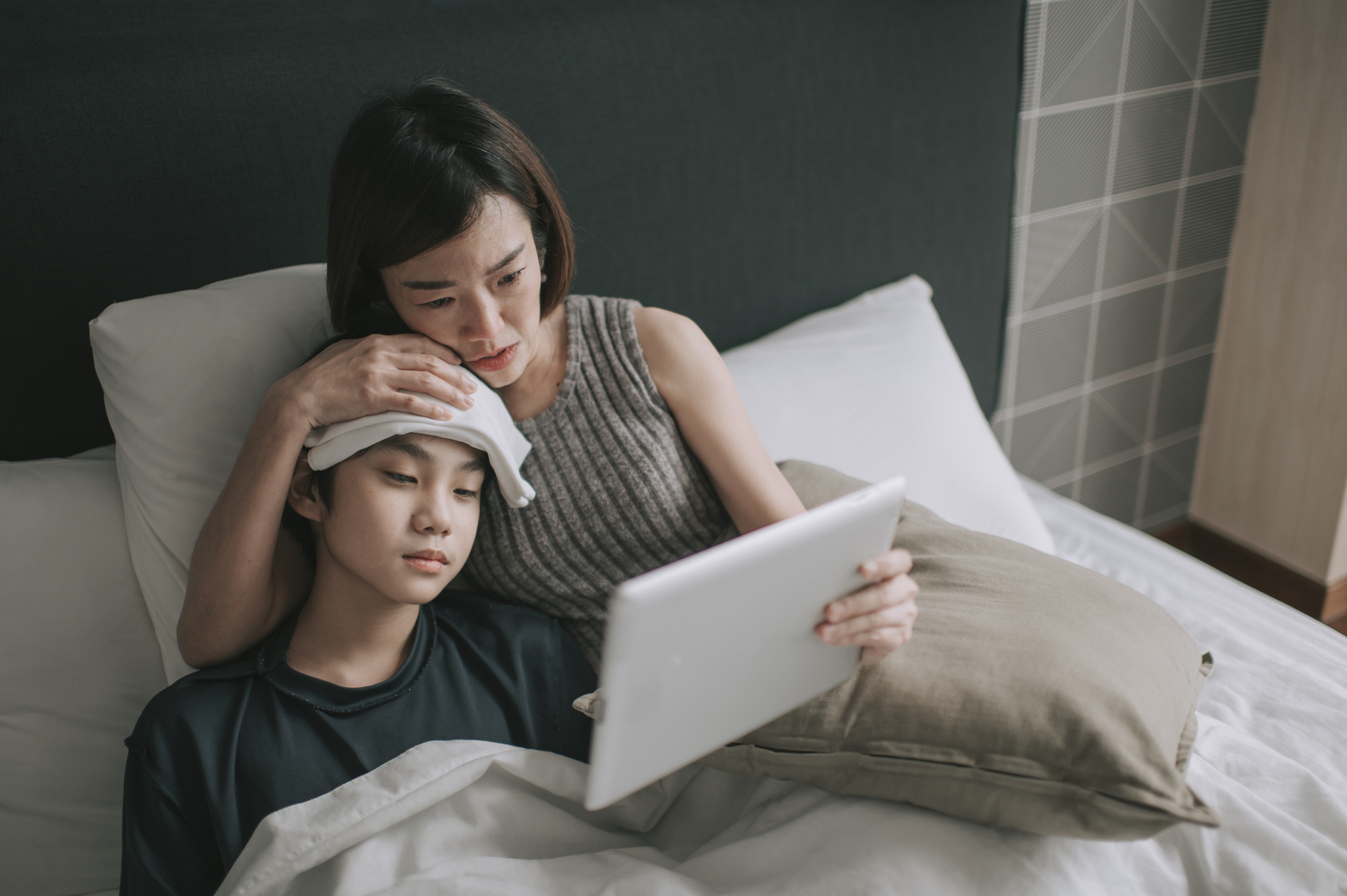 Mother with sick child