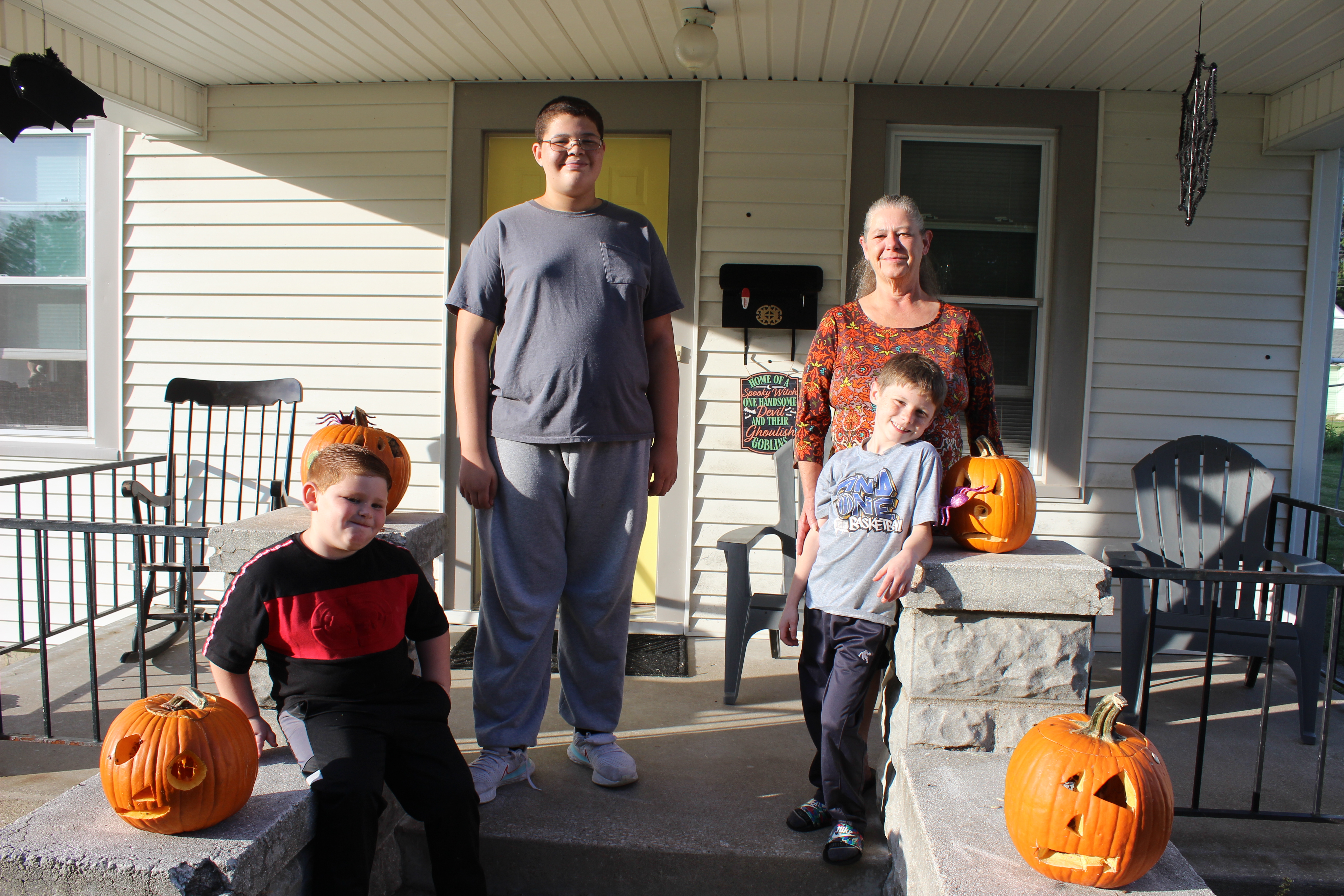 Family on front porch