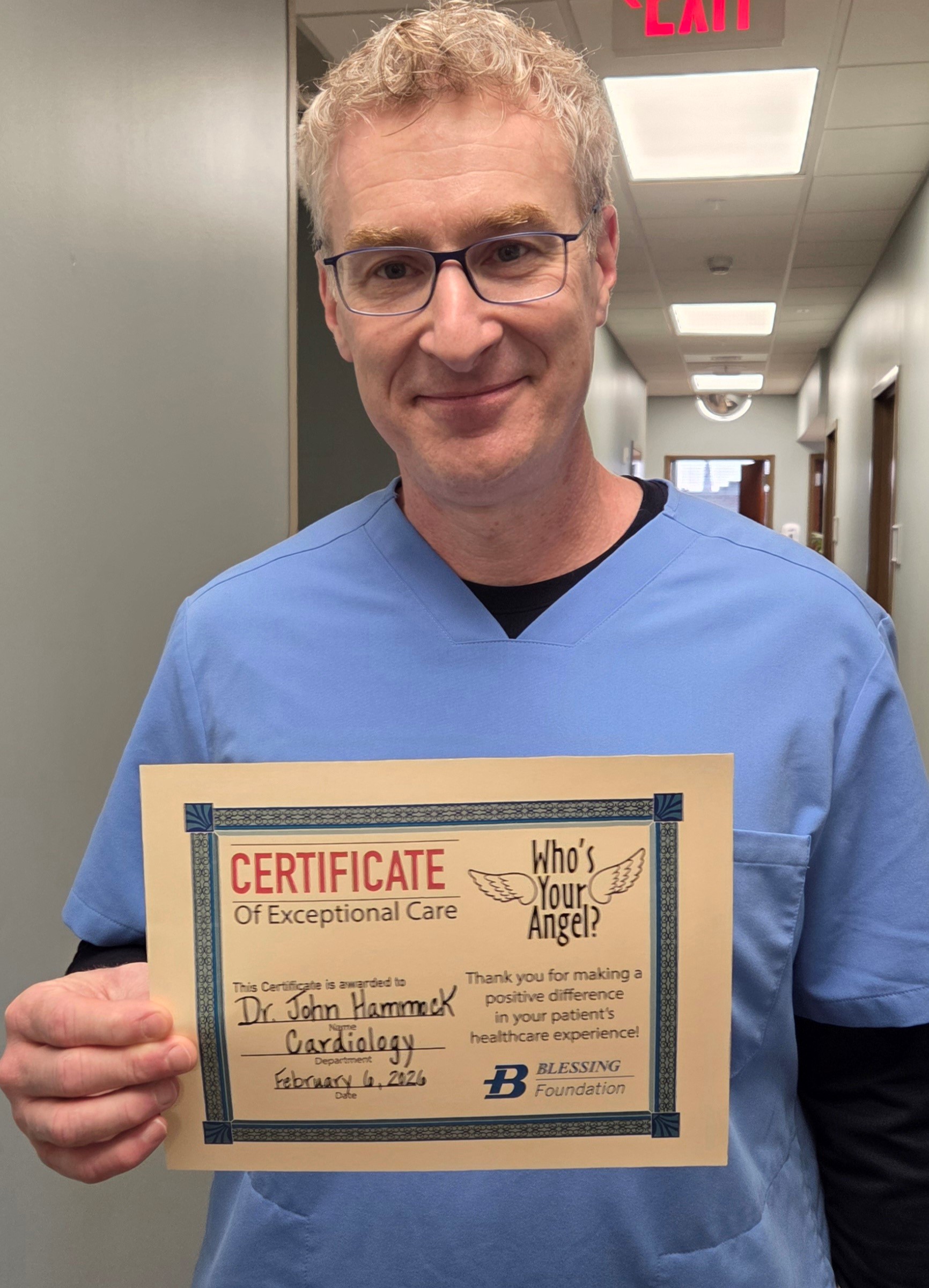 Dr. John Hammock, Physician, Office Cardiology received a Who’s Your Angel nomination from Andrew and Nicole Stevenson.