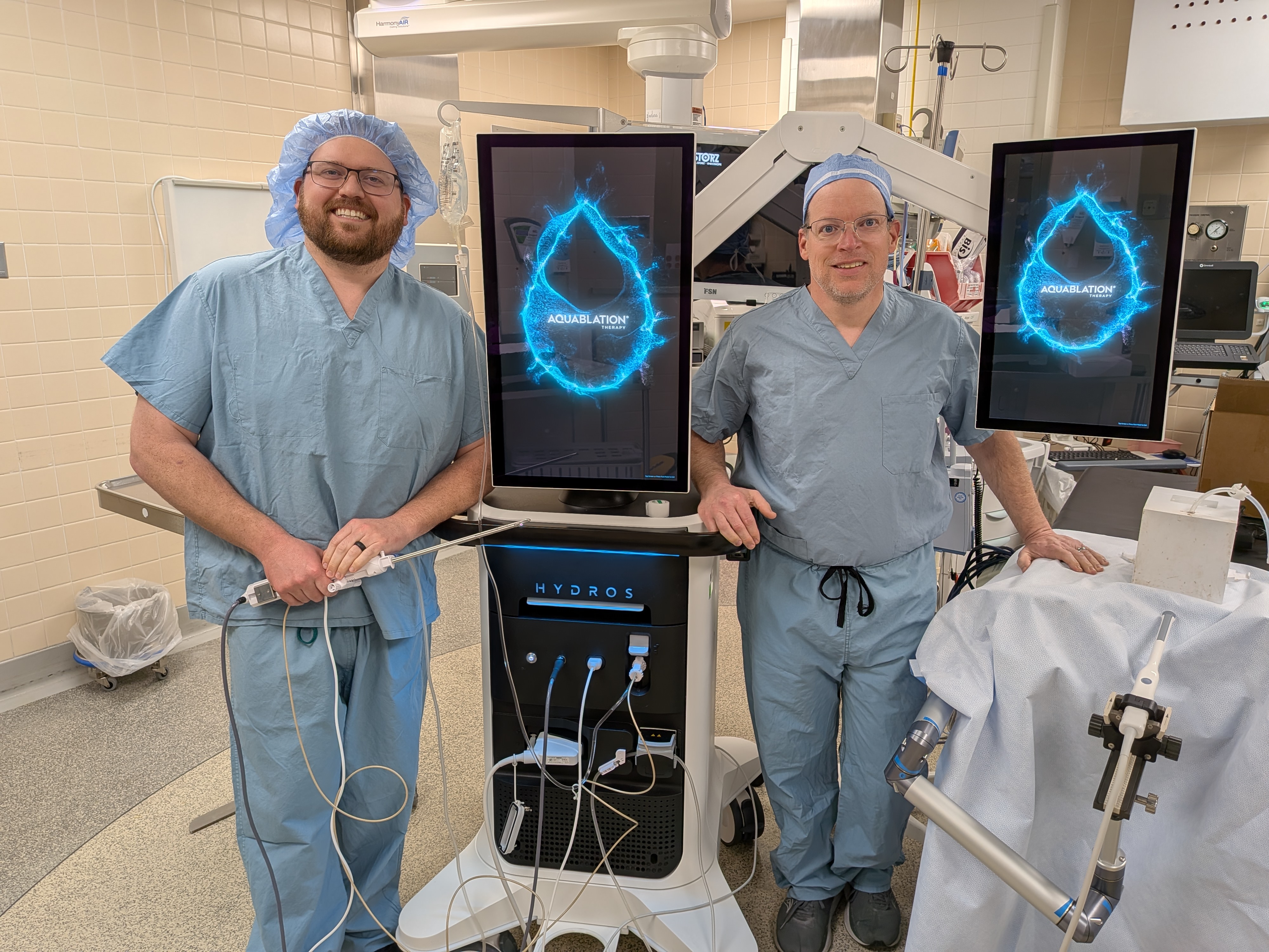 Dr. Bradley Holland (left) and Dr. David Lieber (right), both Urologists at Blessing Health System, are now performing the Aquablation® procedure at Blessing Hospital.