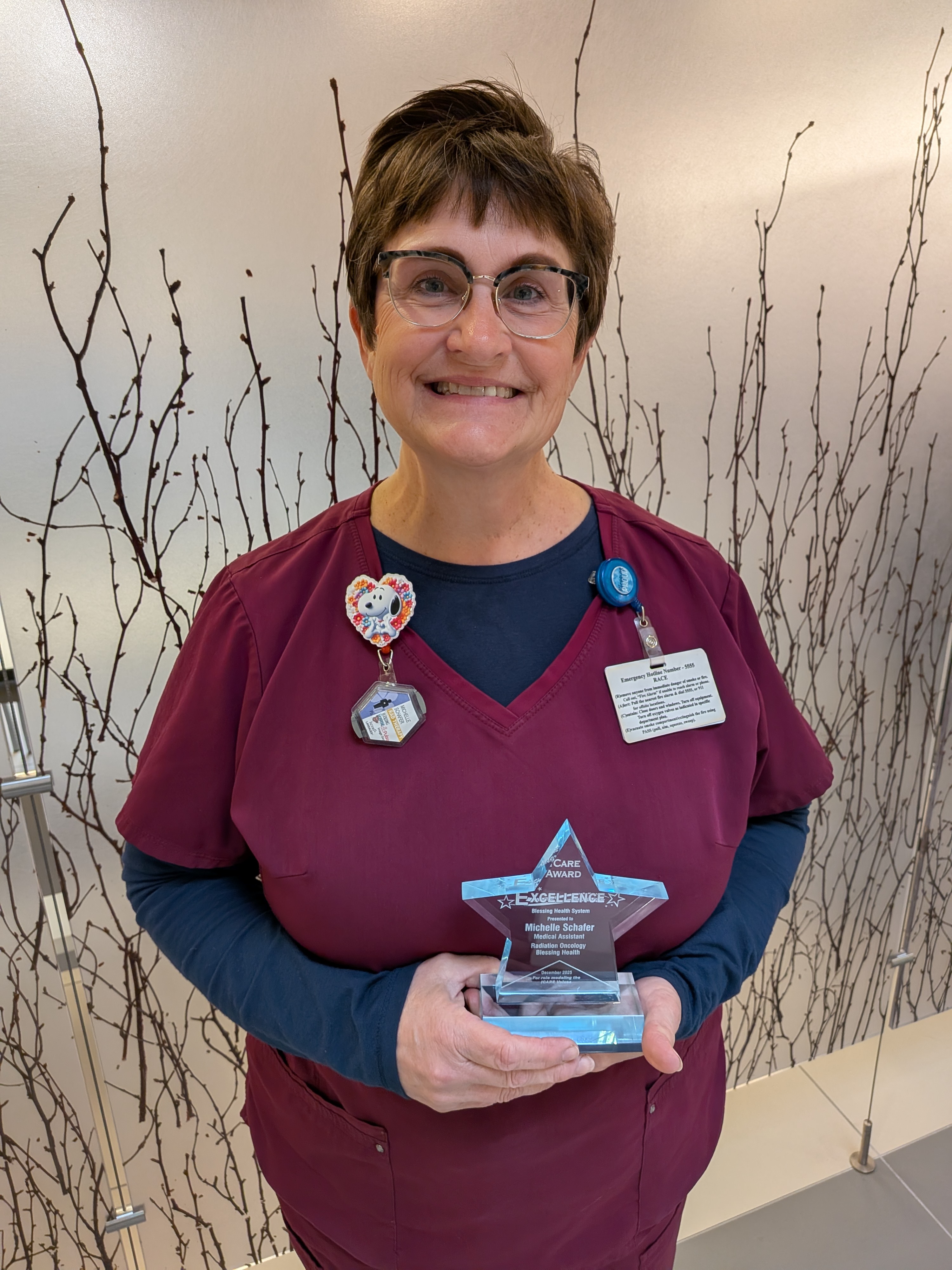 For more than three decades, Michelle Schaefer has been a steady, compassionate presence for patients and teammates alike. That dedication has earned her Blessing Health System’s ICARE Award for Excellence.