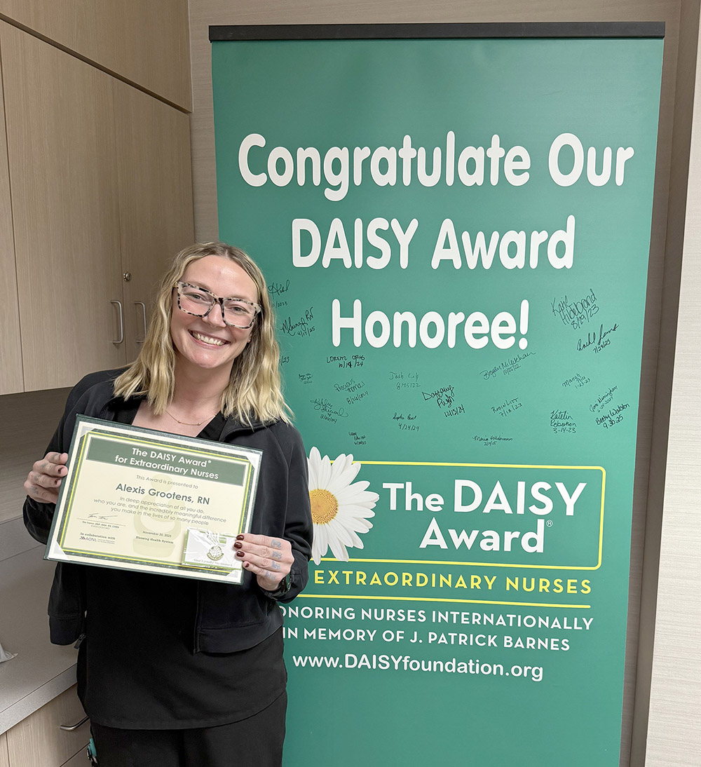 Alexis Grootens 115th Blessing Hospital DAISY Award winner
