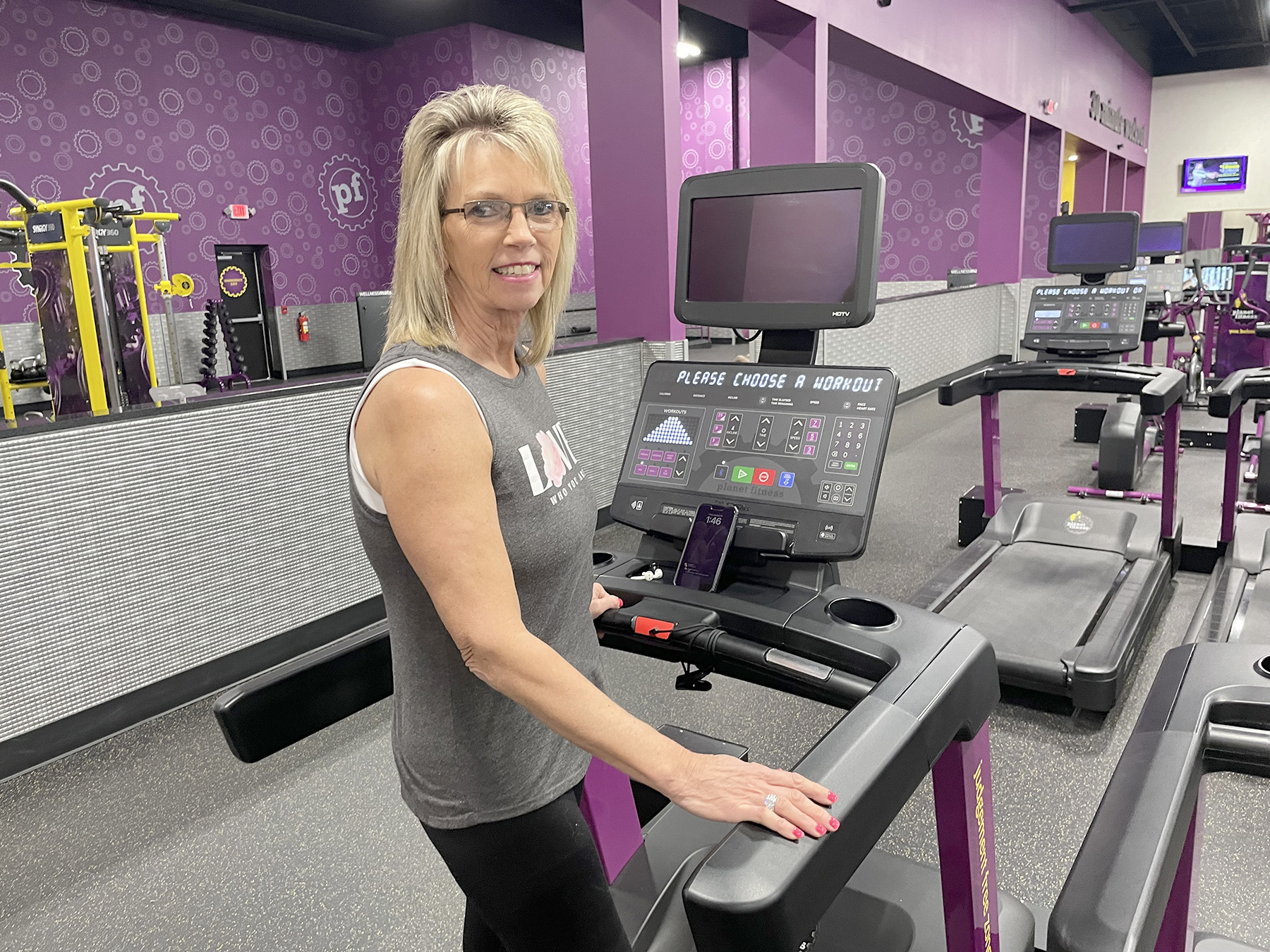 Blessing Hospital Patient Cyndee Lester at Gym