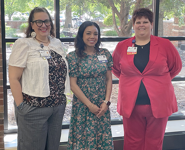 Eydie Tipton, DNP, RN, CCRN, CNML, EBP-CH, nurse researcher; Tracy Viers, MSN, APRN, AC-AGCNS, ACHPN; critical care clinical nurse specialist; and Chelsea Wilson, MSN, APRN, AGCNS-BC, palliative care clinical nurse specialist. | Blessing Health System