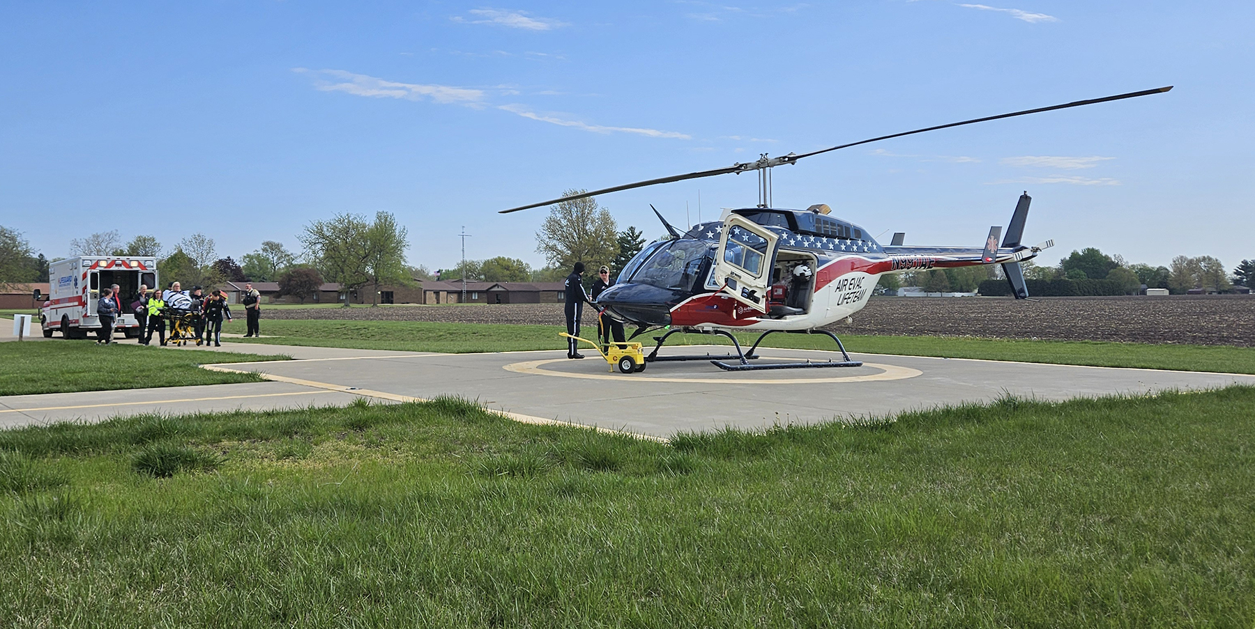 Patient taken to Blessing Hospital Helicopter