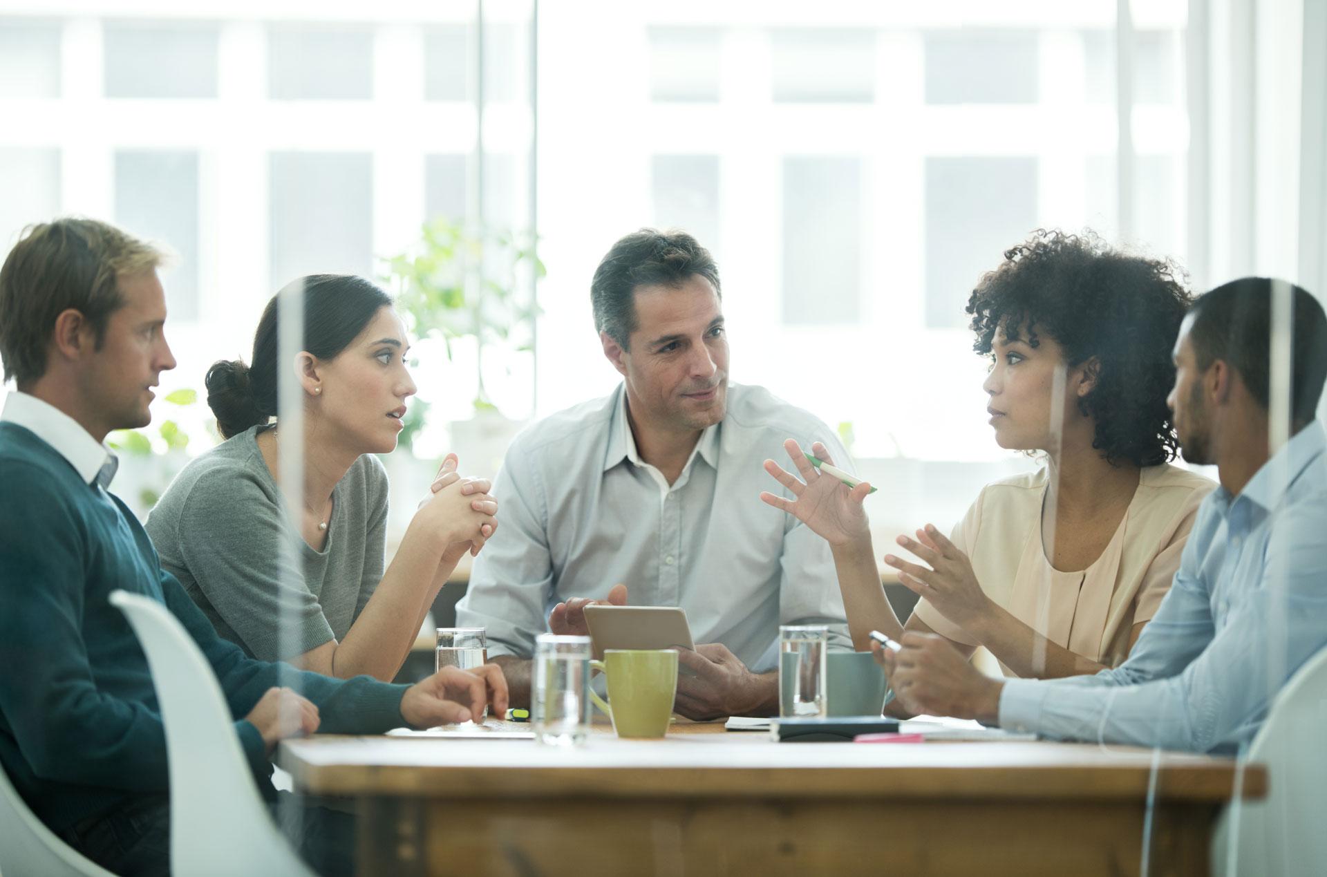 people sitting at a conference