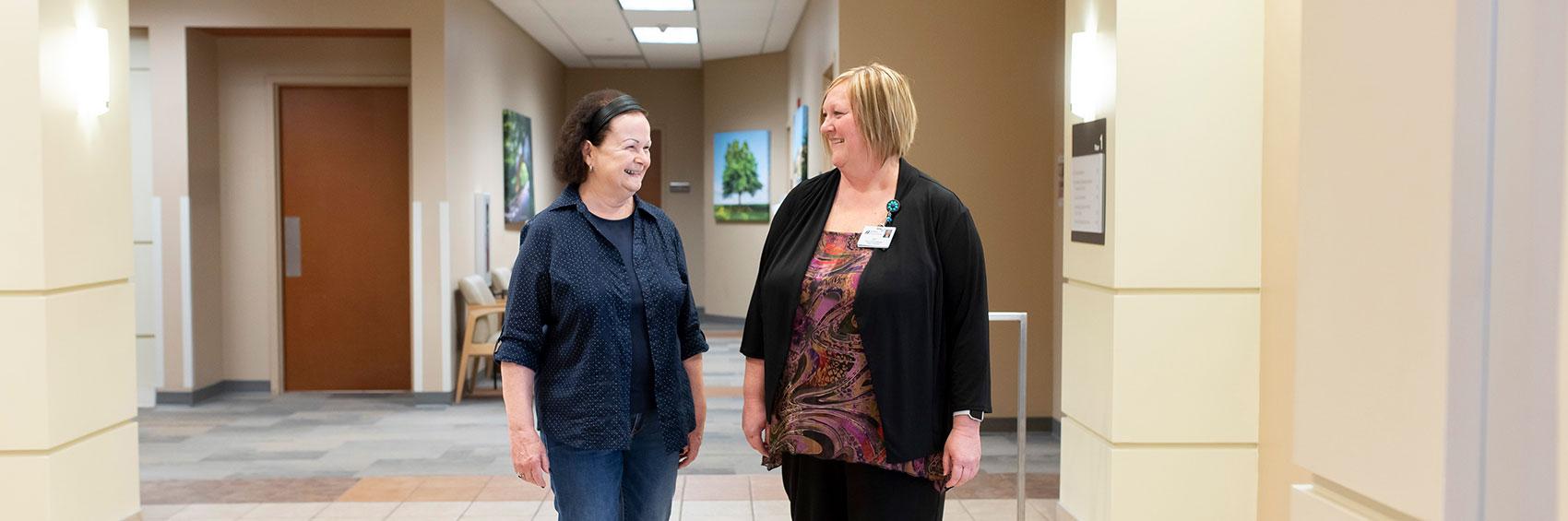 Provider walking with patient