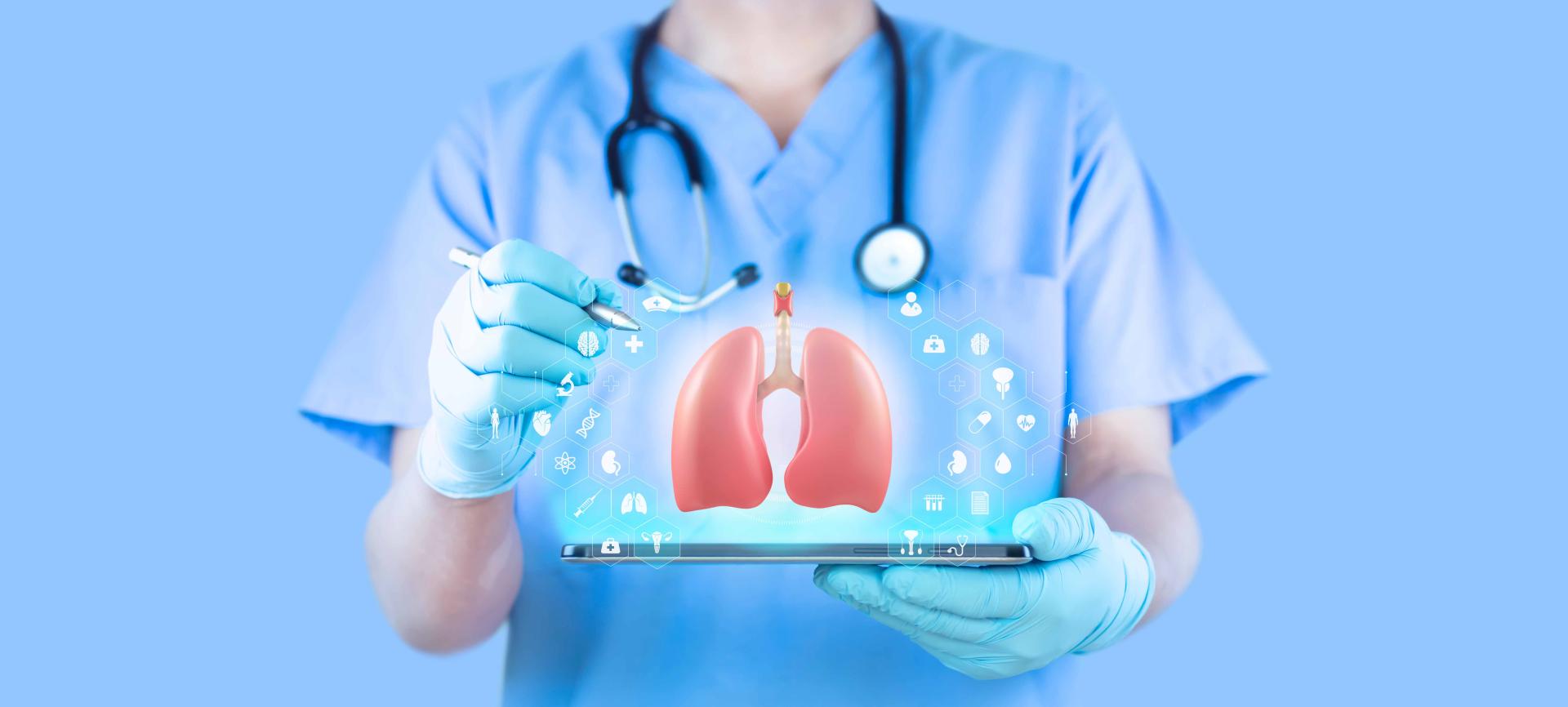 Pulmonary Doctor with Lung Graphic